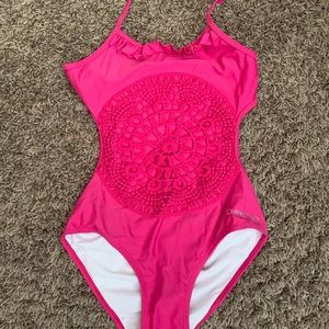 Bebe one piece open back swim suit